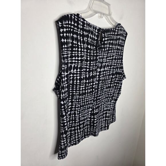 Calvin Klein black white abstract design sleeveless blouse - large - Picture 5 of 6